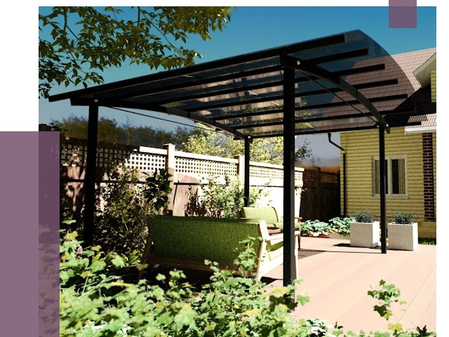 Навесы для террасы в Чусовой от 13321 руб. под ключ | ПРОЛЁТ-Чсв