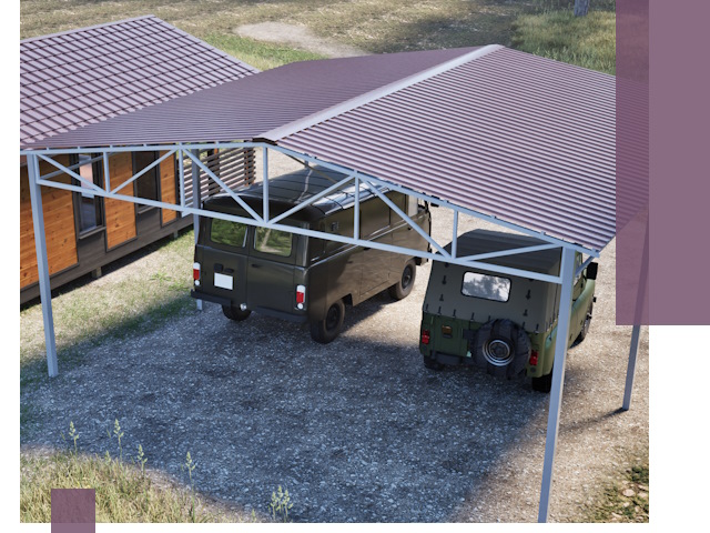 Двускатные навесы под ключ в Чусовой — изготовление и монтаж